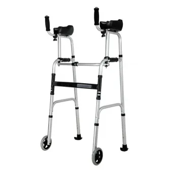 Cadru de mers pliabil, ajustabil pe inaltime, cu suport de brate si roti, din aluminiu, CMZ-8230L