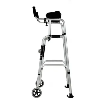 Cadru de mers pliabil, ajustabil pe inaltime, cu suport de brate si roti, din aluminiu, CMZ-8230L