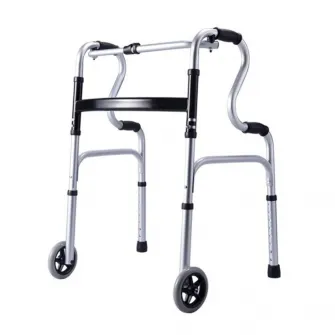 Cadru de mers pliabil, curbat, cu roti, ajustabil pe inaltime, din aluminiu, CMZ-8207DLH