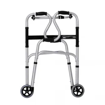 Cadru de mers pliabil, curbat, cu roti, ajustabil pe inaltime, din aluminiu, CMZ-8207DLH