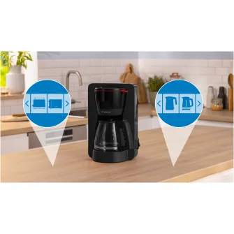 Cafetiera Bosch My Moment TKA2M113, 1.37 l, cana sticla, sistem antipicurare, oprire automata, rezervor de apa detasabil, cu sistem de umplere usoara,Negru