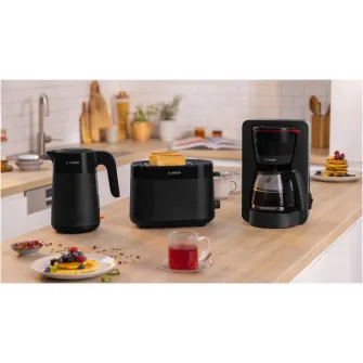 Cafetiera Bosch My Moment TKA2M113, 1.37 l, cana sticla, sistem antipicurare, oprire automata, rezervor de apa detasabil, cu sistem de umplere usoara,Negru