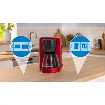 Cafetiera Bosch My Moment TKA2M114, 1.37 l, cana sticla, sistem antipicurare, oprire automata, rezervor de apa detasabil, cu sistem de umplere usoara,Rosu