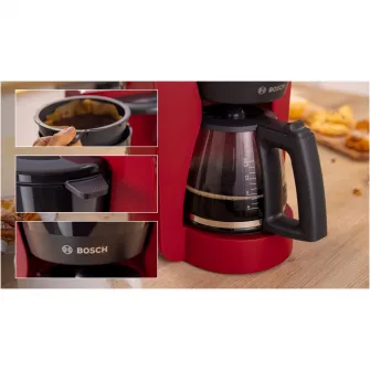 Cafetiera Bosch My Moment TKA2M114, 1.37 l, cana sticla, sistem antipicurare, oprire automata, rezervor de apa detasabil, cu sistem de umplere usoara,Rosu