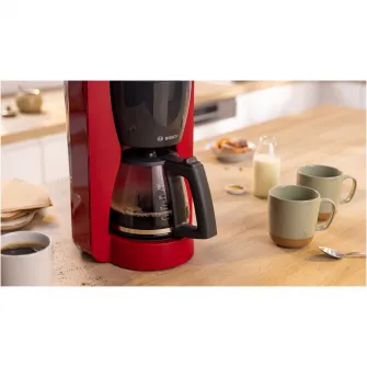 Cafetiera Bosch My Moment TKA3M134, 1.37 l, cana sticla, sistem antipicurare, oprire automata, rezervor de apa detasabil, cu sistem de mentinere la cald,Rosu