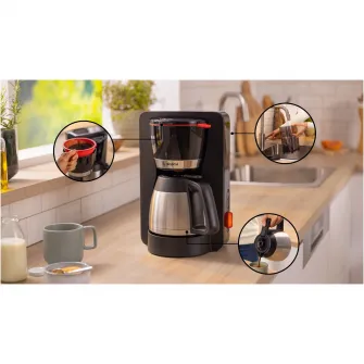Cafetiera Bosch My Moment TKA6M273, 1.1 l, cana termos cu pereti dubli, sistem antipicurare, oprire automata, rezervor de apa detasabil, cu sistem de mentinere la cald,Negru