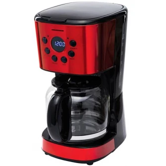 Cafetiera digitala Heinner HCM-D1500RDIX, 900 W, 1.5 L, Timer, Display Led, fara BPA, Rosu/Negru