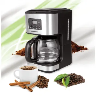 Cafetiera digitala Heinner HCM-D915, 900W, 1.5L, Timer, LCD, Negru-Inox