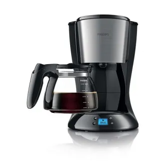 Cafetiera Philips Daily Collection HD7459/20, 1000 W, cana din sticla, afisaj LCD, aroma twister, cronometru, Negru