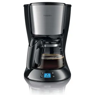 Cafetiera Philips Daily Collection HD7459/20, 1000 W, cana din sticla, afisaj LCD, aroma twister, cronometru, Negru