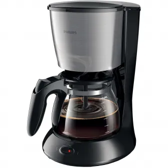 Cafetiera Philips Daily Collection HD7462/20, Sistem Anti-picurare, Sistem Aroma twister, Vas de sticla, 1000W, 1.2 l, 2-15 cesti, Negru si metalic