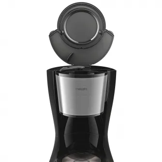 Cafetiera Philips Daily Collection HD7462/20, Sistem Anti-picurare, Sistem Aroma twister, Vas de sticla, 1000W, 1.2 l, 2-15 cesti, Negru si metalic