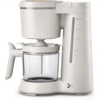 Cafetiera Philips HD5120/00 Conscious Collection, Corp plastic reciclat pe baza bio, Aroma Twister, 1.2 L, Timp preparare vas plin 10 min, Oprire automata, Opritor de picurare, Capac detasabil si vas de sticla, Indicator de nivel al apei