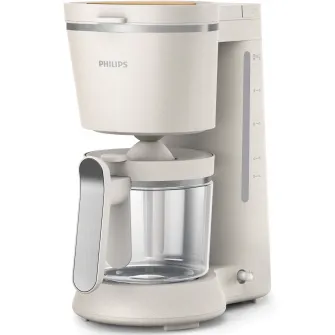 Cafetiera Philips HD5120/00 Conscious Collection, Corp plastic reciclat pe baza bio, Aroma Twister, 1.2 L, Timp preparare vas plin 10 min, Oprire automata, Opritor de picurare, Capac detasabil si vas de sticla, Indicator de nivel al apei