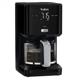 Cafetiera TEFAL Smart'n Light CM600810, 1000W, ecran digital, capacitate 1.25L, functie auto OFF, sistem antipicurare, carafa sticla, functie mentinere la cald, suport detasabil filtru, negru