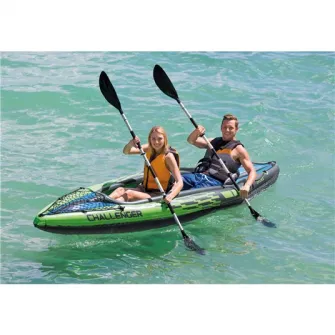 Caiac gonflabil Intex Challenger K2, pompa + vasle incluse, 3.50m x 76cm