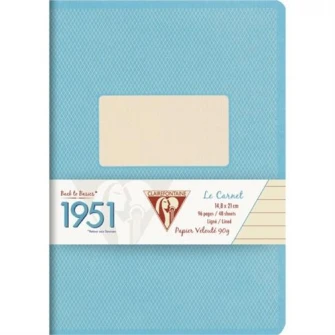 Caiet capsat A5+(14,8x21cm), 48 file, Dictando, Clairefontaine 1951 Turquoise