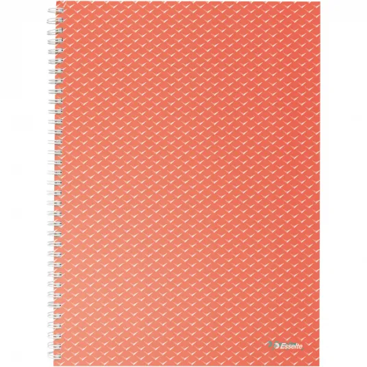 Caiet de birou Esselte ColourBreeze, carton, reciclabil, A4, 80 coli, cu spira, matematica, corai