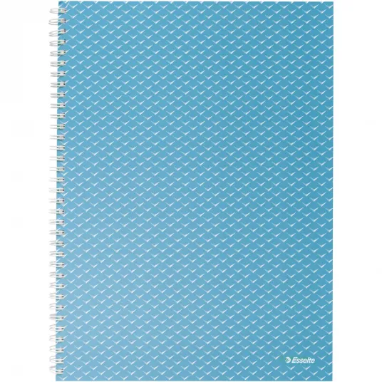 Caiet de birou Esselte ColourBreeze, carton, reciclabil, A4, 80 coli, cu spira, dictando, albastru