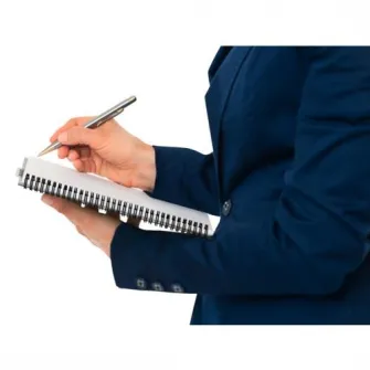 Caiet de birou Leitz Office, PP, A4, 90 coli, cu spira, dictando, albastru