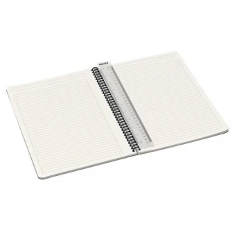 Caiet de birou Leitz Office, PP, A4, 90 coli, cu spira, dictando, albastru