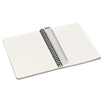 Caiet de birou Leitz Office, PP, A5, 90 coli, cu spira, matematica, rosu
