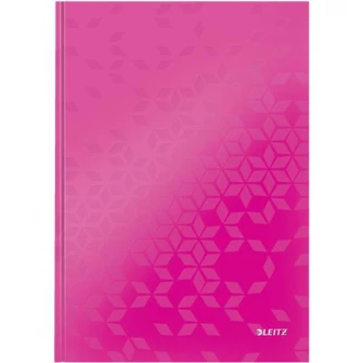 Caiet de birou Leitz WOW, carton laminat, coperta dura, A4, 80 coli, dictando, roz