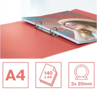 Caiet mecanic Esselte Colour'Breeze, PP, A4, coperta moale, mecanism 2RR, inel 25 mm, corai