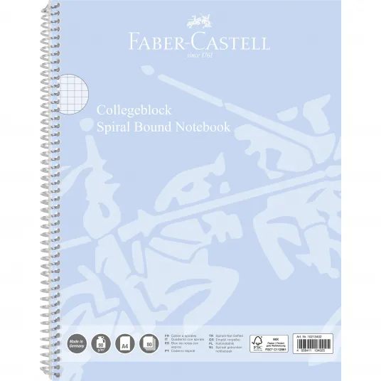 Caiet spira A4 80f 90g AR coperta carton bleu sky Faber-Castell
