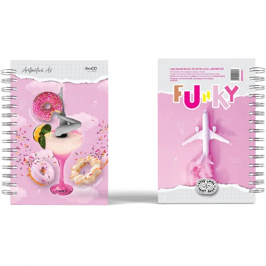 Caiet Spirala BiroCO A5 80 File Aritmetica Model Funky Girls 4Buc/Set