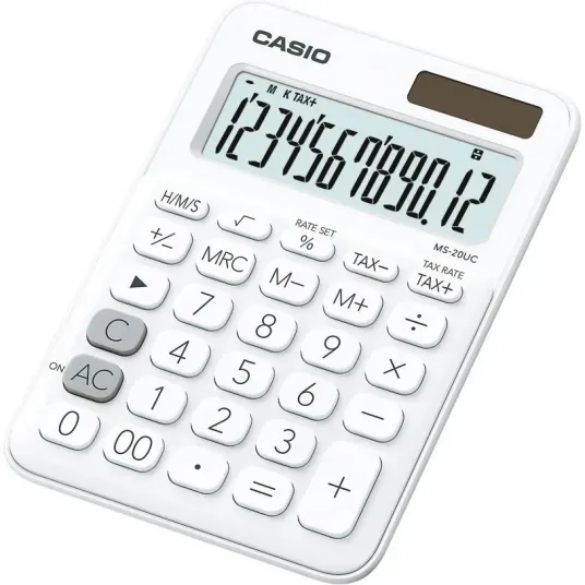 Calculator de Birou Casio Ms-20Uc, Mediu, 12 Digit, Alb