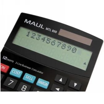 Calculator de birou MAUL MTL800, 12 digits, afisaj display cu 2 randuri - negru