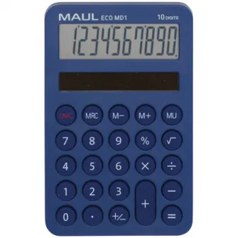 Calculator de buzunar Maul ECO MD1, 10 digits, realizat din plastic reciclat, incarcare solara-bleu