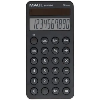 Calculator de buzunar Maul ECO MD2, 10 digits, realizat din plastic reciclat, incarcare solara-negru