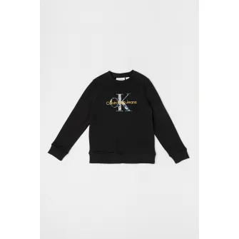 CALVIN KLEIN, Bluza de trening din amestec de bumbac cu logo, Negru, Galben, Albastru, 128 CM