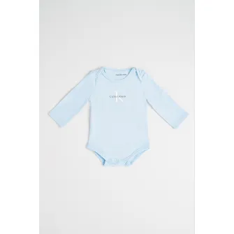 CALVIN KLEIN, Body din amestec de bumbac cu logo, Alb, Albastru deschis, 68 CM