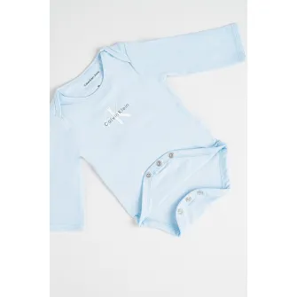CALVIN KLEIN, Body din amestec de bumbac cu logo, Alb, Albastru deschis, 68 CM