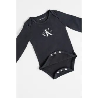 CALVIN KLEIN, Body din amestec de bumbac cu logo, Alb, Negru, 62 CM