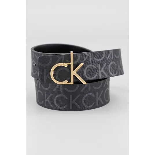 CALVIN KLEIN, Curea din piele cu model monograma, Negru, 80