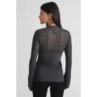 CALVIN KLEIN JEANS, Pulover transparent cu maneci lungi, Gri inchis, M