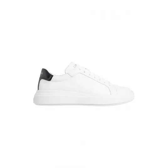 CALVIN KLEIN, Pantofi sport de piele, Alb, Negru, 43
