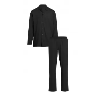 CALVIN KLEIN, Pijama din amestec de bumbac si modal cu pantaloni lungi, Negru, M