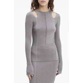 CALVIN KLEIN, Pulover cu decupaje, Gri inchis, S