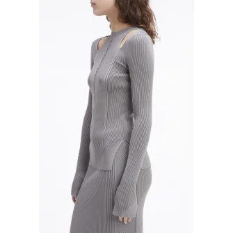CALVIN KLEIN, Pulover cu decupaje, Gri inchis, S