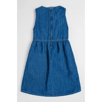 CALVIN KLEIN, Rochie evazata din denim din amestec de lyocell si in, Petrol, 164 CM