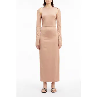 CALVIN KLEIN, Rochie midi cu detaliu rasucit, Maro nisip, 38
