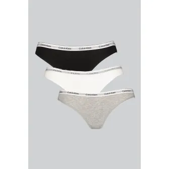 CALVIN KLEIN, Set de chiloti cu banda logo in talie - 3 perechi, Negru, Alb, Gri melange, L
