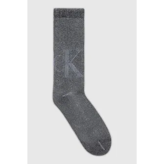 CALVIN KLEIN, Sosete lungi cu imprimeu logo, Gri inchis, One Size