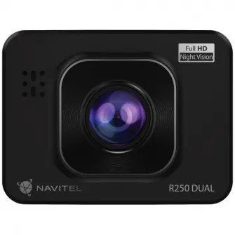 Camera Auto DVR Navitel R250 Dual filmare fata-spate, cu Night Vision, ecran 2.0, FullHD si 140° camera fata + HD si 100° camera spate, G-sensor, auto-start, mod parcare, baterie Li-Pol