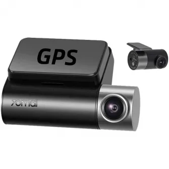 Camera auto DVR Xiaomi 70mai A500S Dash Cam Pro Plus 2.7K 1944p, IPS 2.0, 140 FOV, ADAS, GPS, Night Vision, Wi-Fi + camera spate Xiaomi 70mai RC06 full HD la 30 fps, unghi vizualizare 130°